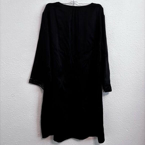 Oscar Rossa Luxury Silk Quarter Sleeve Hand Crochet Sleep Dress Large Minimalist - Picture 6 of 7